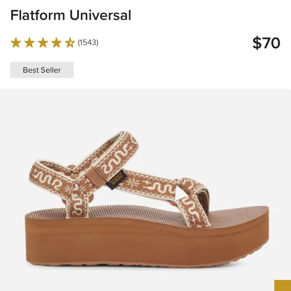 Teva Flatform Universal platform sandal in Bandana Lion tan snake print size 8